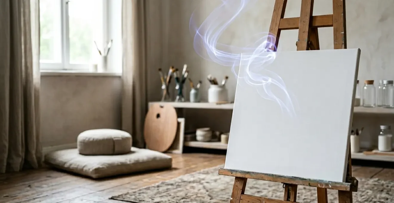 Énergie créative et élévation spirituelle dans un espace de création artistique