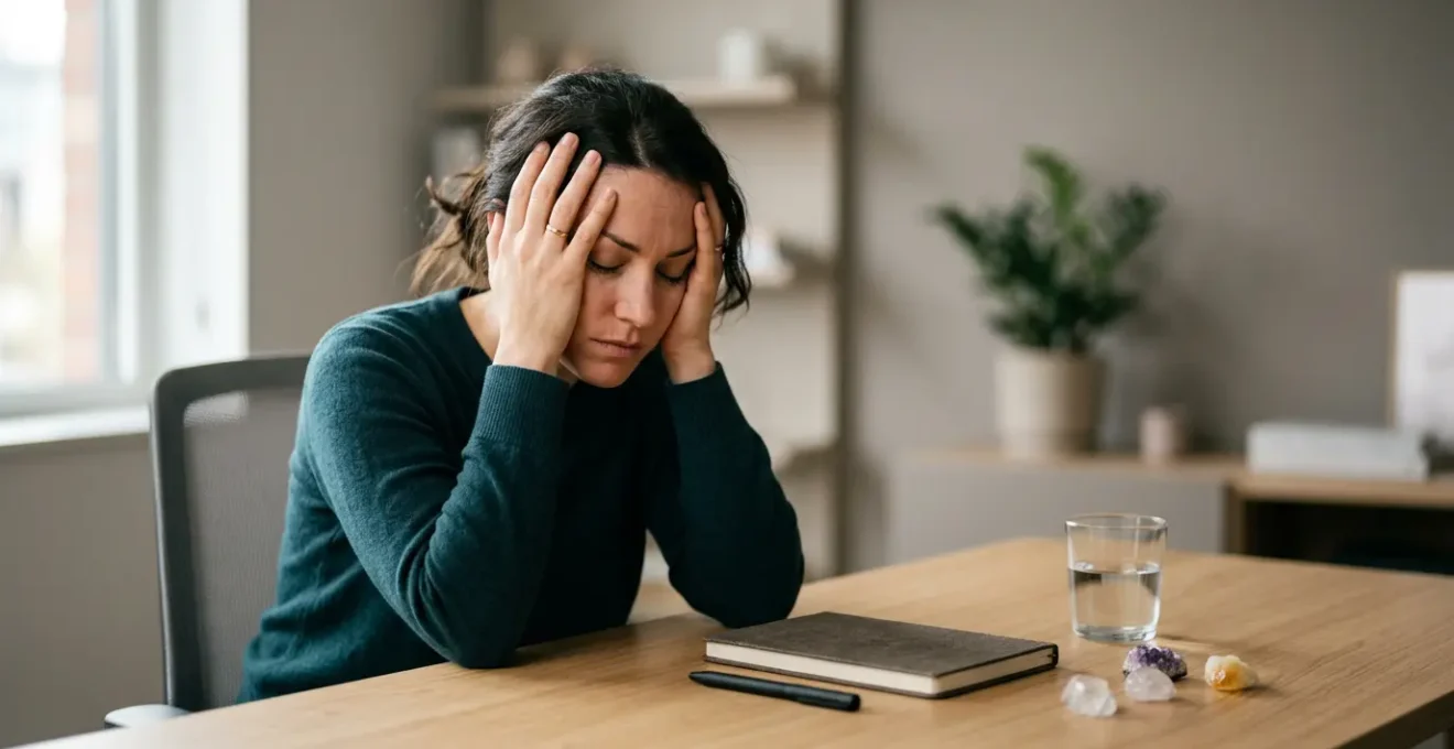 Professionnel épuisé en milieu d'après-midi dans un environnement de travail moderne