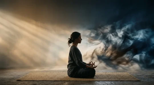 Personne en méditation profonde distinguant intuition véritable et peur mentale