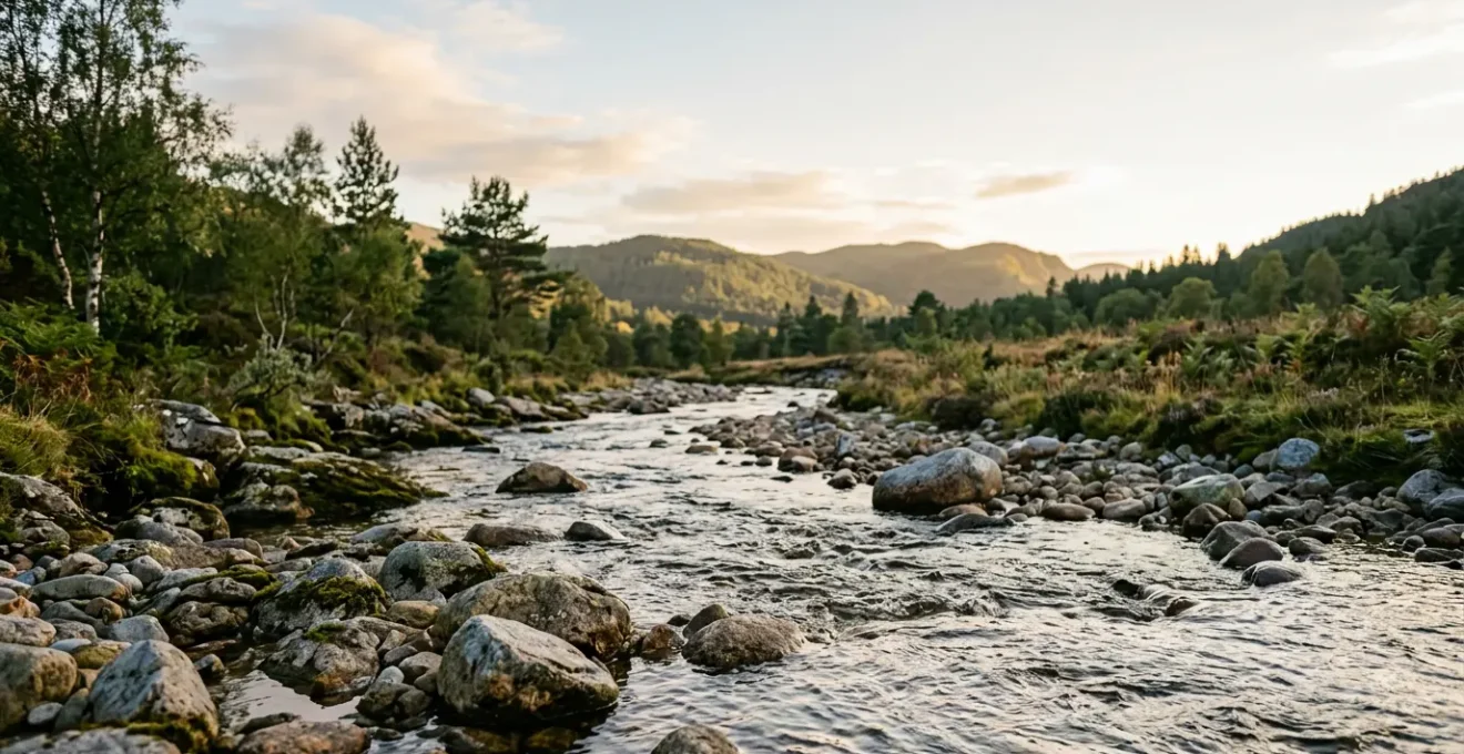 Scène minimaliste évoquant la circulation fluide de l'énergie vitale et l'importance de la fluidité sur la quantité