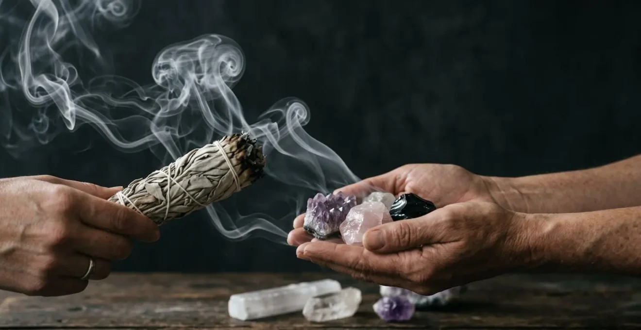 Rituel de purification des pierres par fumigation à la sauge blanche